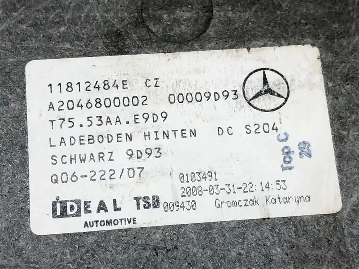 Mercedes-Benz C W204 (2007 - 2014) A2046800002 Коврик багажника — фото 3