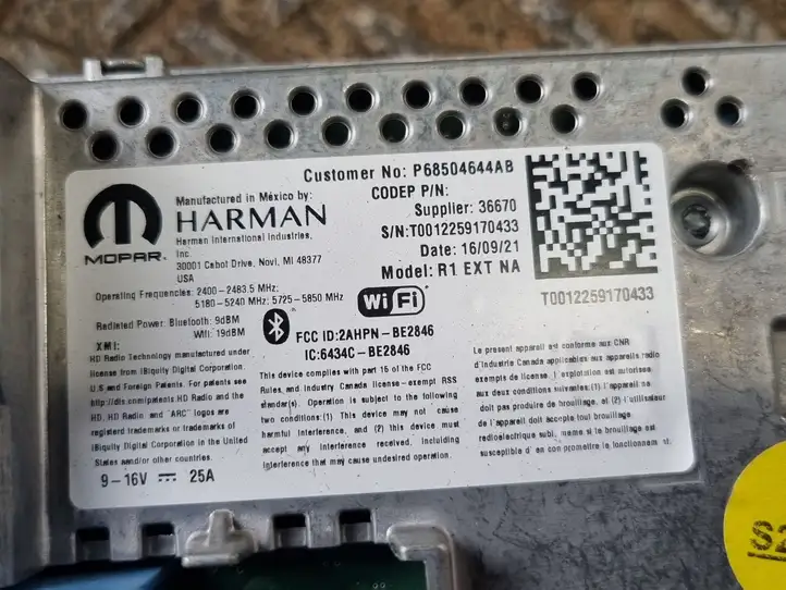 Dodge Ram (2018 - ) 68504644AB Магнитола / мультимедийная система — фото 15