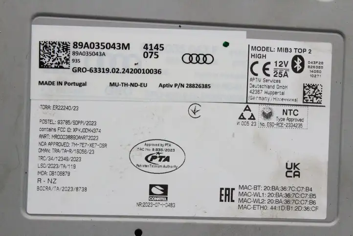 Audi Q4 Sportback e-tron 89A035043M Магнитола / мультимедийная система — фото 3