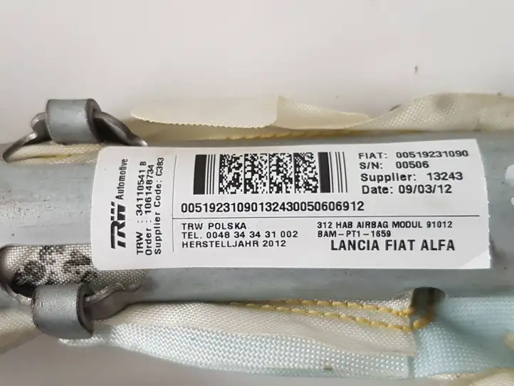 Fiat 500 (2008 - 2015) 00519231090 Боковая подушка безопасности шторка — фото 2