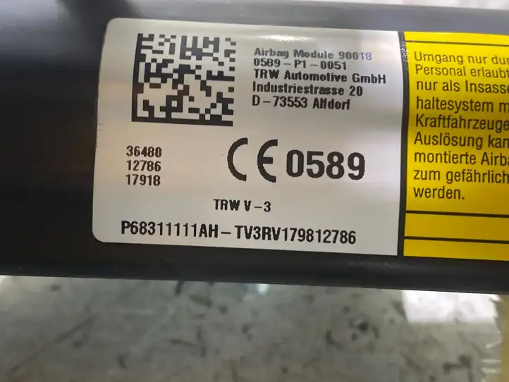 Dodge Ram (2018 - ) P68311111AH Боковая подушка безопасности шторка — фото 2