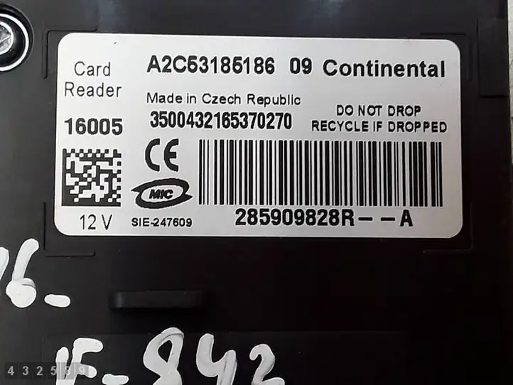 Renault Zoe (2012 - ) 285909828R Считыватель ключа зажигания — фото 4