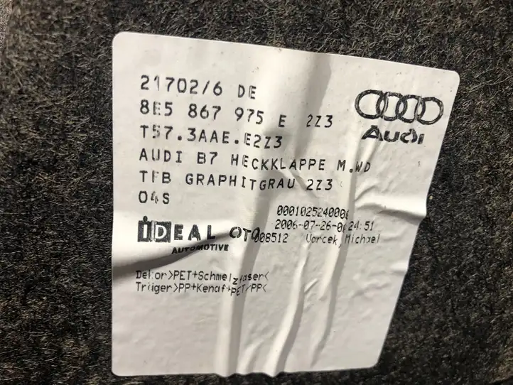 Audi A4 S4 B7 8E 8H (2004 - 2009) 8E5867975E Обшивка багажника — фото 4