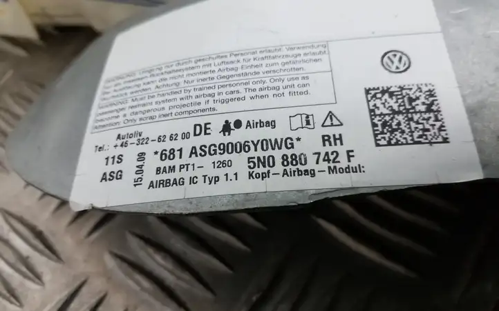 Volkswagen Tiguan (2011 - 2016) 5N0880742F Боковая подушка безопасности шторка — фото 2