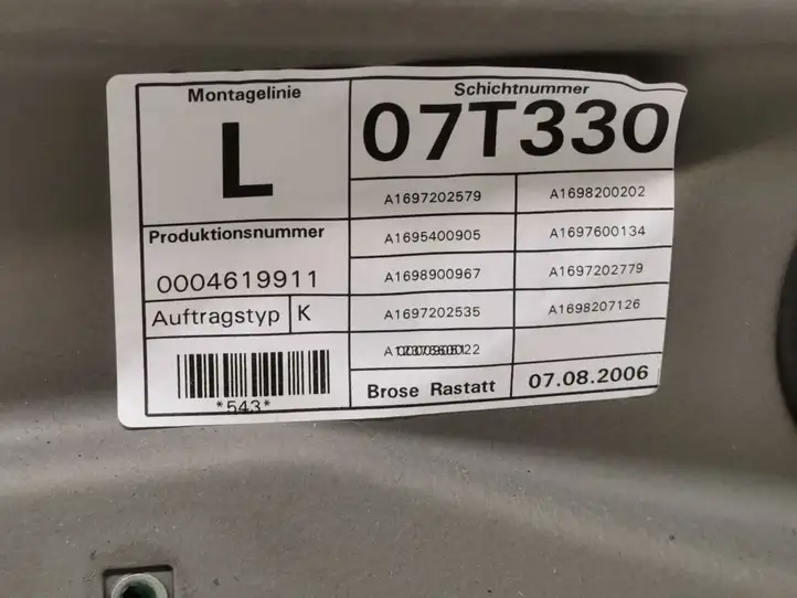 Mercedes-Benz B-class W245 (2005 - 2008) A1697202779 Стеклоподъемник передней двери (без мотора) — фото 3