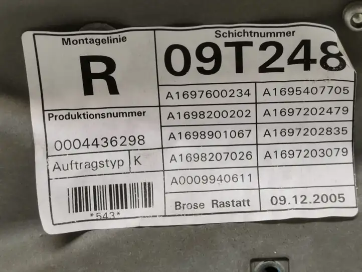 Mercedes-Benz B-class W245 (2005 - 2008)  A1697203079 Механизм для электрического подъема окон передней двери (без двигателя)