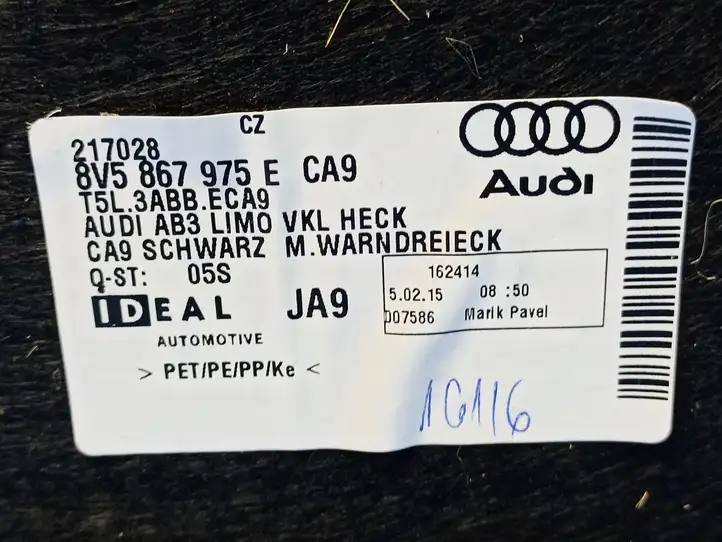 Audi A3/S3 8V (2012 - 2016) 8V5867975E Комплект обшивки крышки багажника — фото 9