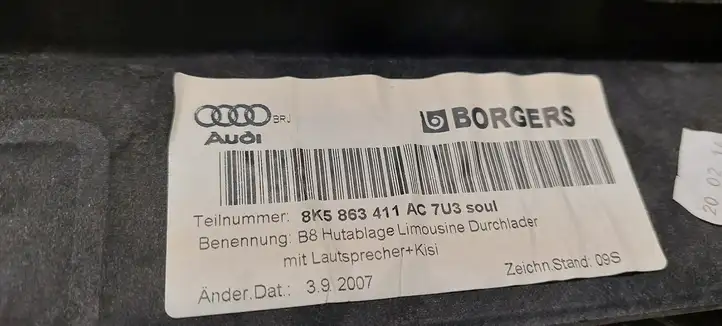 Audi A4 S4 B8 8K (2011 - 2015) 8K5863411AC Задний подоконник — фото 2