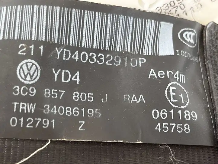 Volkswagen PASSAT B7 (2011 - 2014) 3C9857805J Задний ремень безопасности — фото 2