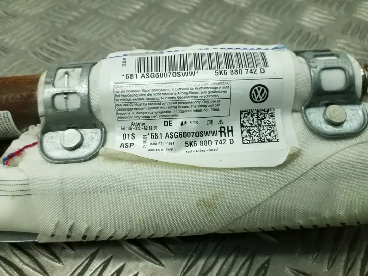 Volkswagen Golf VI (2009 - 2013) 5K6880742D Боковая подушка безопасности шторка — фото 2