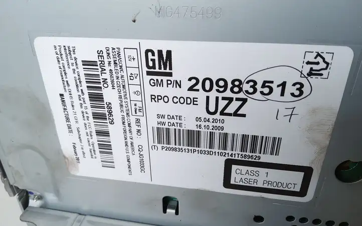 Opel Insignia A (2008 - 2017) 20983513 Магнитола / мультимедийная система — фото 2