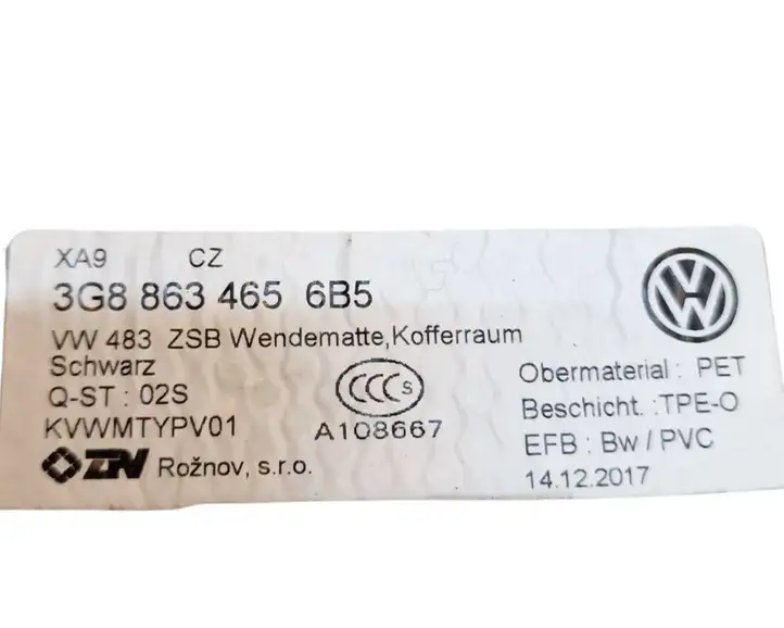 Volkswagen Arteon (2017 - ) 3G8863465 Коврик багажника — фото 5