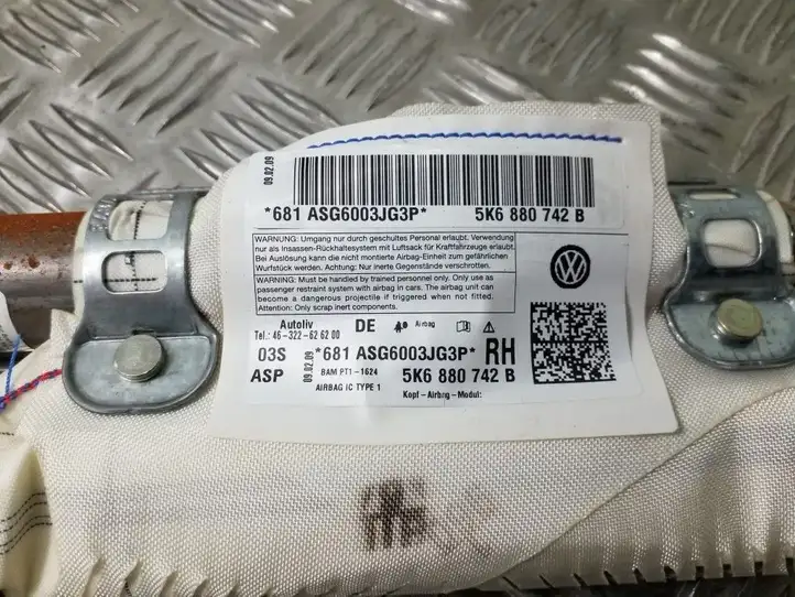 Volkswagen Golf VI (2009 - 2013) 5K6880742B Боковая подушка безопасности шторка — фото 4