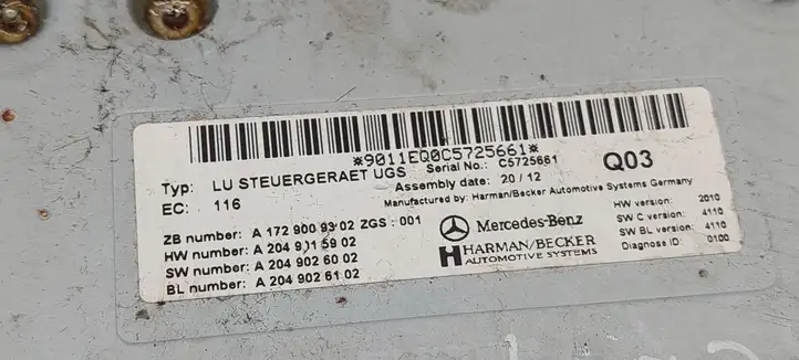 Mercedes-Benz CLS C218,X218 (2011 - 2017) A1729009302 Контроллер мультимедийной системы — фото 2