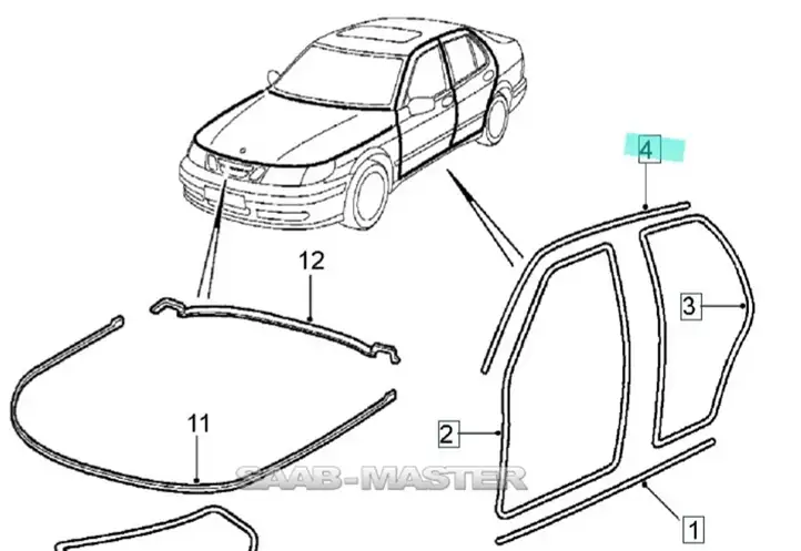Saab 9-5 (2006 - 2010) Уплотнитель передней двери (кузов) — фото 4
