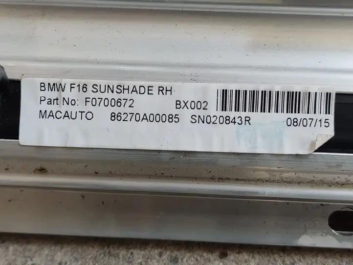 BMW X6 F16 (2014 - 2017) 86270A00085 Солнцезащитная шторка — фото 2