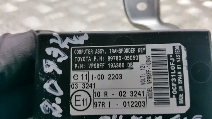 Toyota Avensis T270 (2009 - 2012) 8978005050 Блок иммобилайзера — фото 2