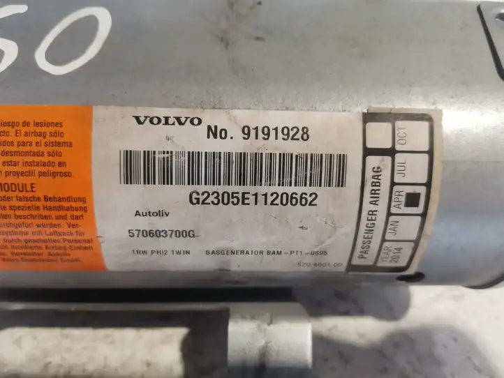 Volvo S60 (2004 - 2010) 9191928 Подушка безопасности пассажира — фото 3