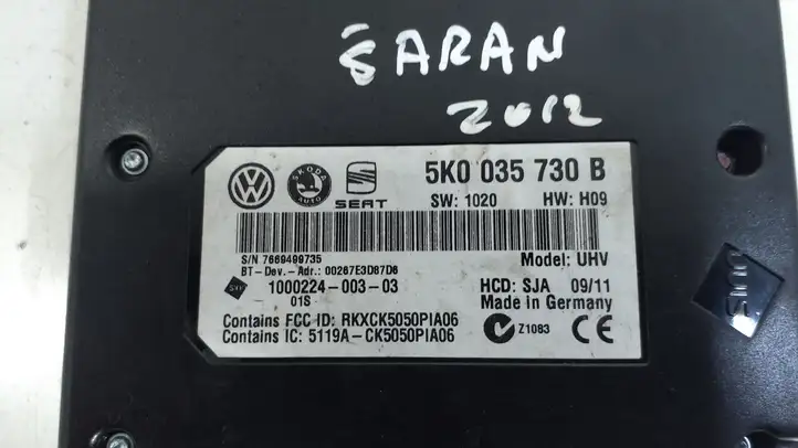 Volkswagen Sharan (2010 - 2015) 5K0035730B Bluetooth модуль — фото 2