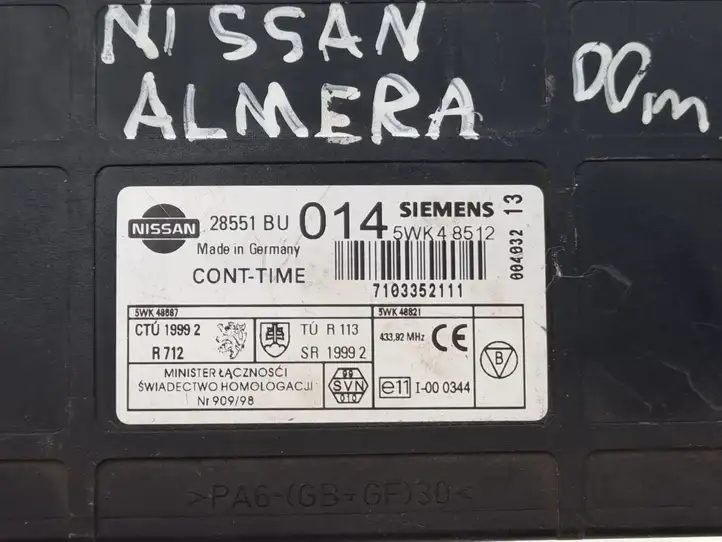 Nissan Almera (2000 - 2006) 5WK48512 Модуль комфорта — фото 3