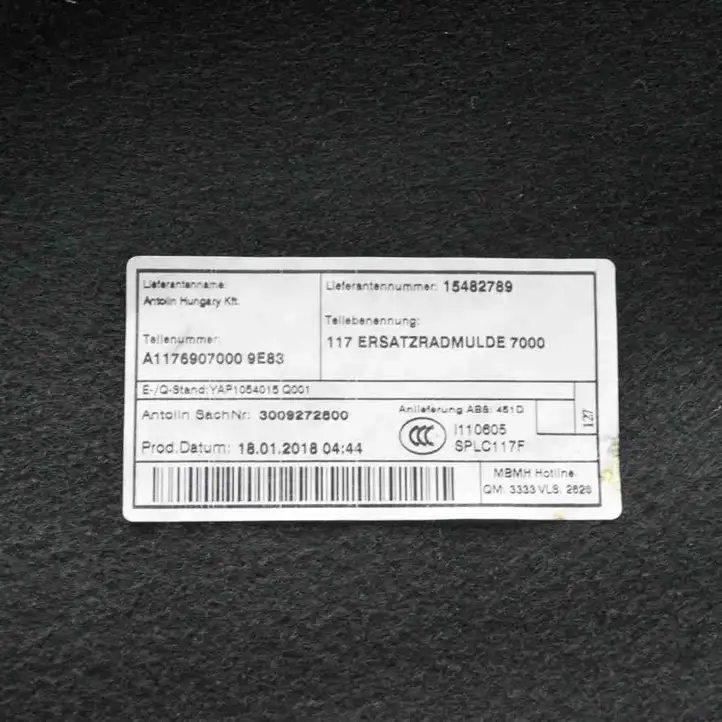 Mercedes-Benz CLA C117,X117,W117 (2013 - 2019) A1176907000 Пол багажника — фото 7