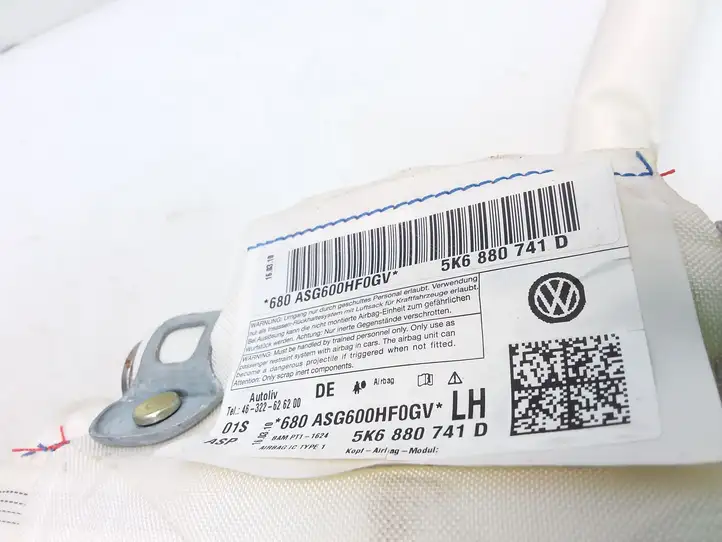 Volkswagen Golf VI (2009 - 2013) 5K6880741D Боковая подушка безопасности шторка — фото 2
