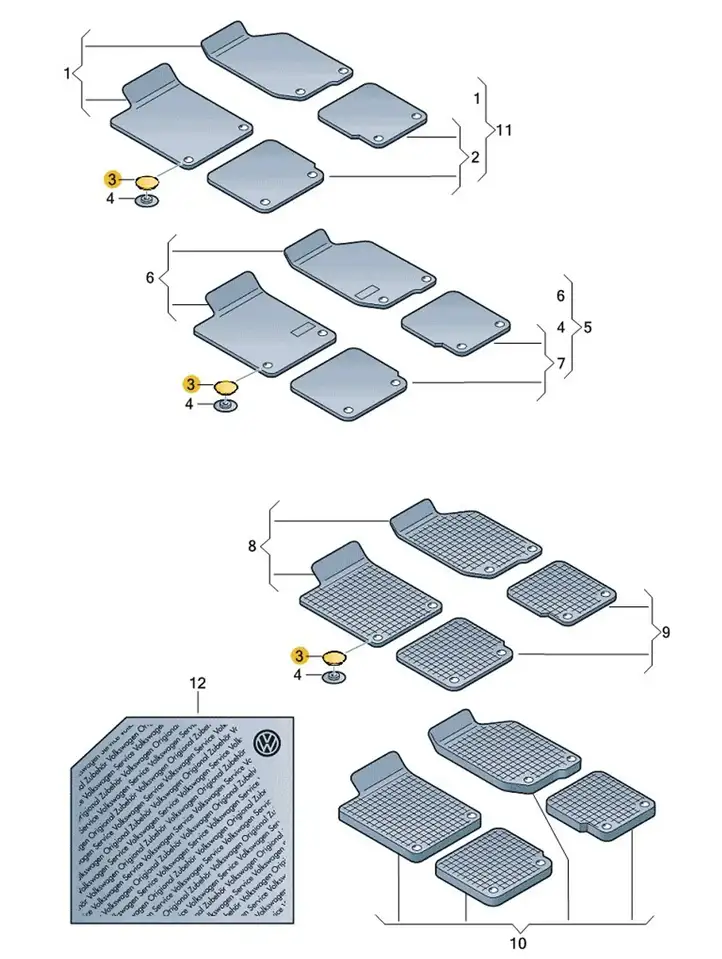 Volkswagen Caddy (2004 - 2010) 3D0061493A Клипса крепления коврика — фото 5