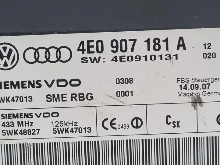 Audi A8 S8 D3 4E (2005 - 2007) 4E0907181A Блок бесключевого доступа — фото 2