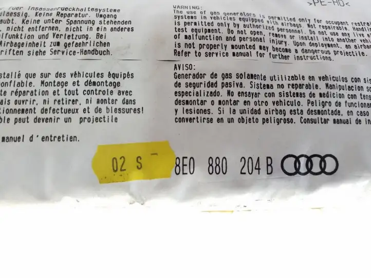 Audi A4 S4 B6 8E 8H (2000 - 2006) 8E0880204B Подушка безопасности пассажира — фото 2