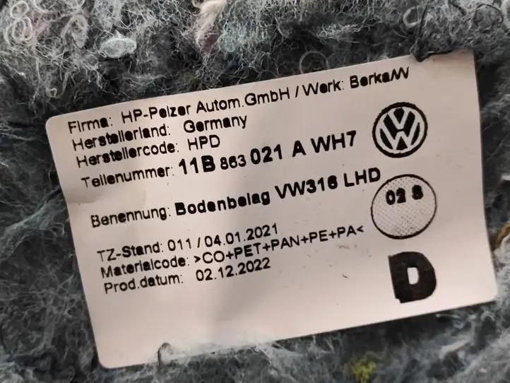 Volkswagen ID.4 (2020 - ) 11B863021A Ковролин салона — фото 8