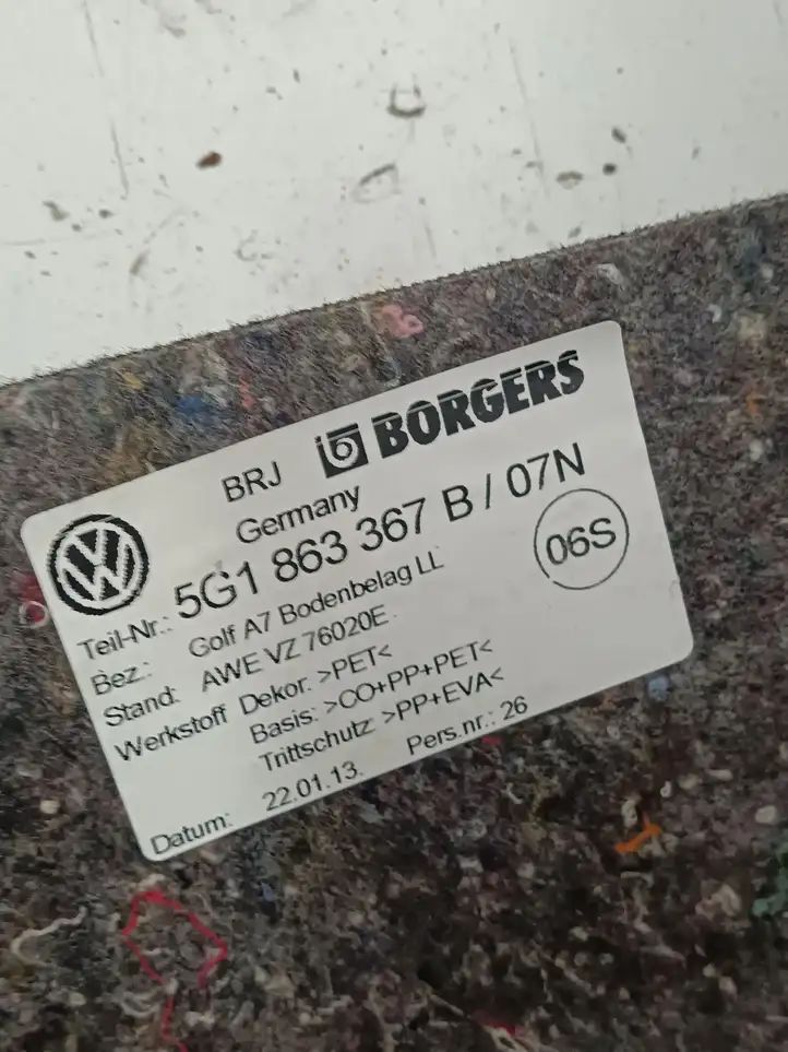Volkswagen Golf VII (2013 - 2019) 5G1863367B Ковролин салона — фото 4