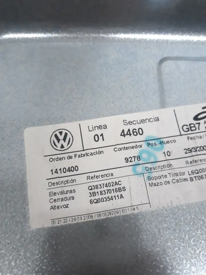 Volkswagen Polo (2005 - 2009) 6Q3837756 Механический стеклоподъемник передней двери — фото 4