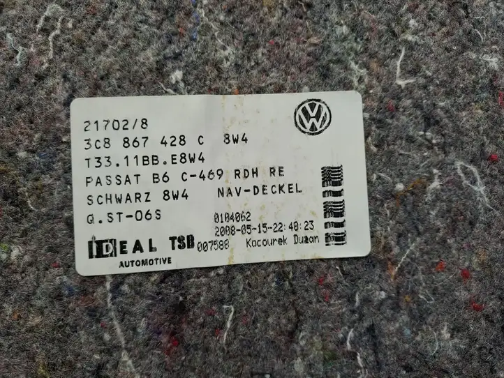 Volkswagen PASSAT CC (2008 - 2012) 3C8867428C Боковая обшивка багажника — фото 11