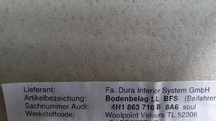 Audi A8 S8 D4 4H (2010 - 2014) 4H1863710B Передний коврик салона — фото 4