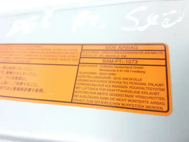 Subaru Forester SH (2008 - 2013) BAMPT11073 Подушка безопасности сиденья — фото 3