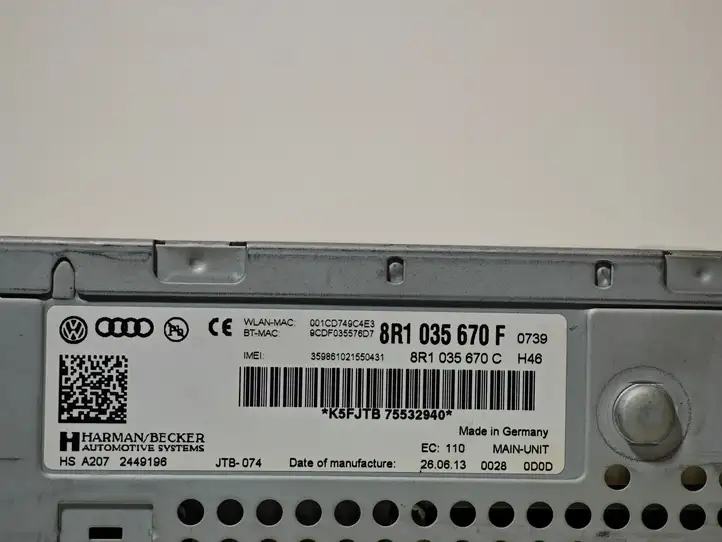 Audi A5 8T 8F (2011 - 2016) 8R1035670F Магнитола / мультимедийная система — фото 2