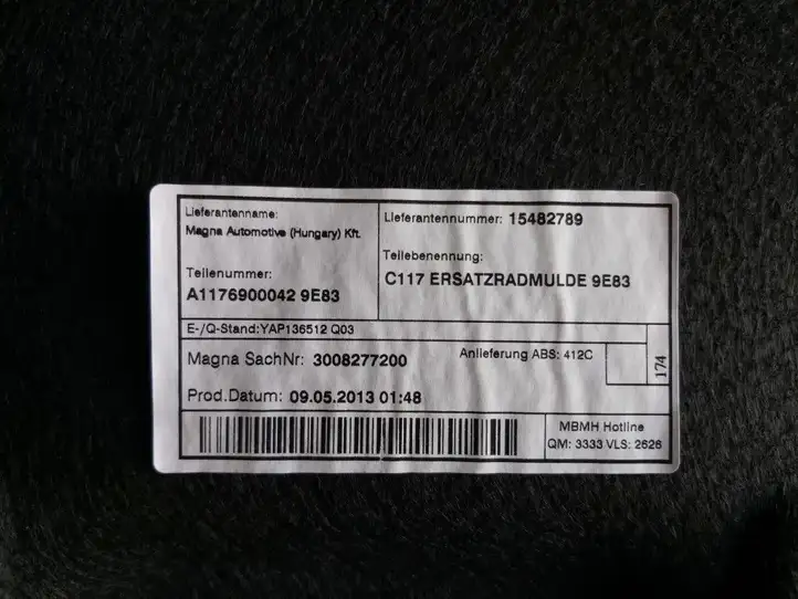 Mercedes-Benz CLA C117,X117,W117 (2013 - 2019) A1176900042 Коврик багажника — фото 2