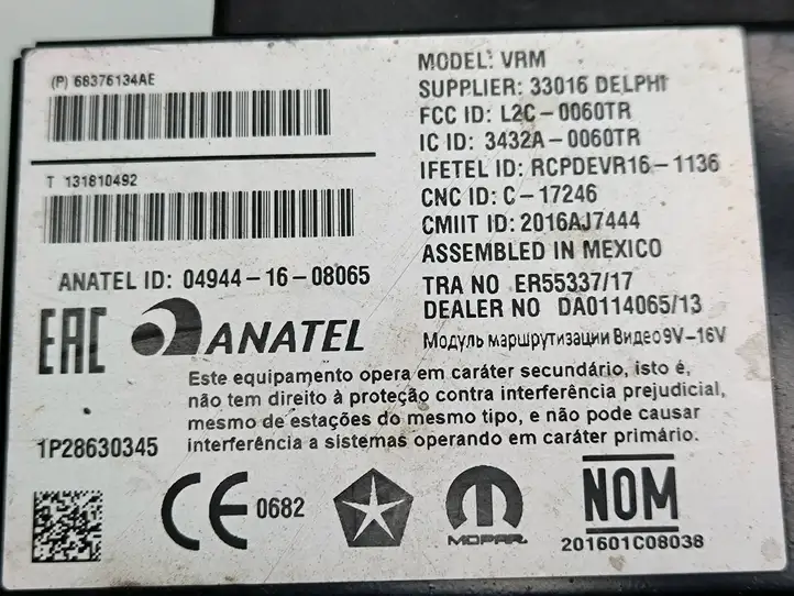 Chrysler Pacifica (2016 - ) 68376134AE Модуль управления видео — фото 7