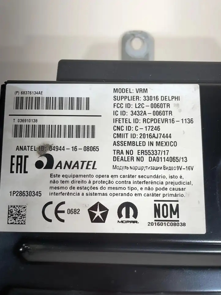 Chrysler Pacifica (2016 - ) 68376134AE Модуль управления видео — фото 6