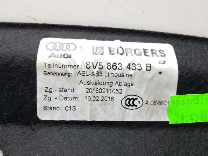 Audi A3/S3 8V (2012 - 2016) 8V5863433 Прочая отделка багажника — фото 6