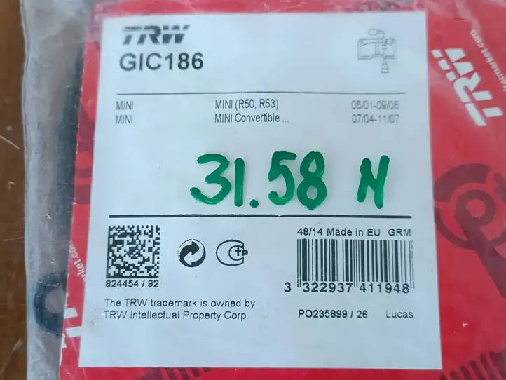 Mini One Cooper R50-53 (2000 - 2012) 6761448 Датчик износа тормозных колодок — фото 2