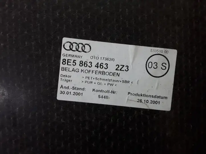 Audi A4 S4 B6 8E 8H (2000 - 2006) 8E5863463 Пол багажника — фото 3
