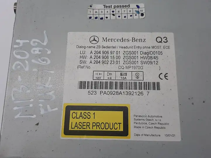 Mercedes-Benz C W204 (2007 - 2014) A2049069701 Магнитола / мультимедийная система — фото 5
