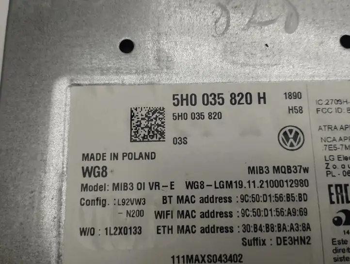 Volkswagen Golf VIII (2019 - ) 5H0035820H Магнитола / мультимедийная система — фото 4