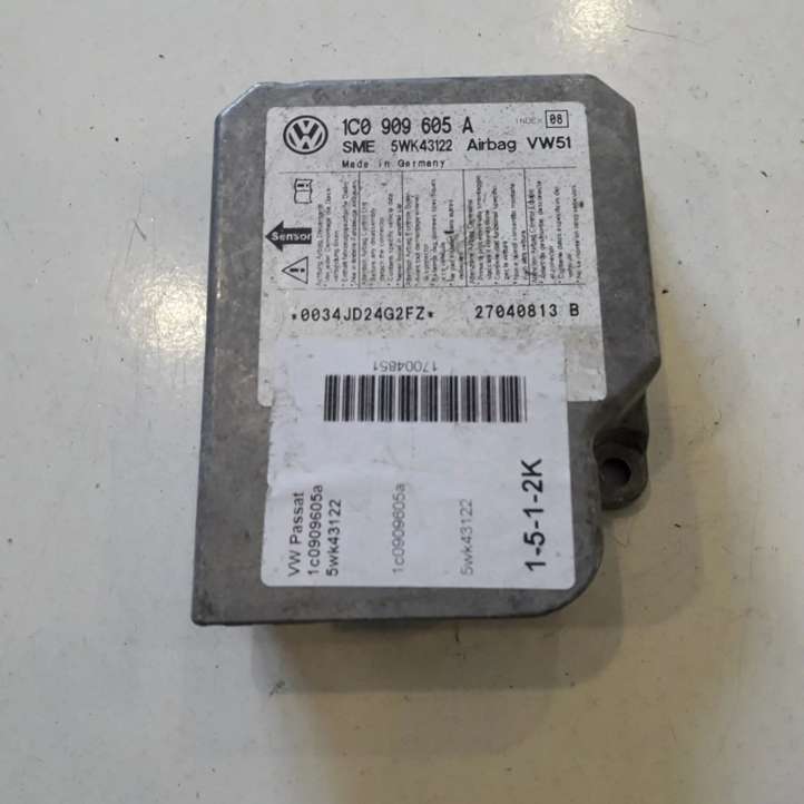 1C0909605A Volkswagen PASSAT B5 Oro pagalvių valdymo blokas