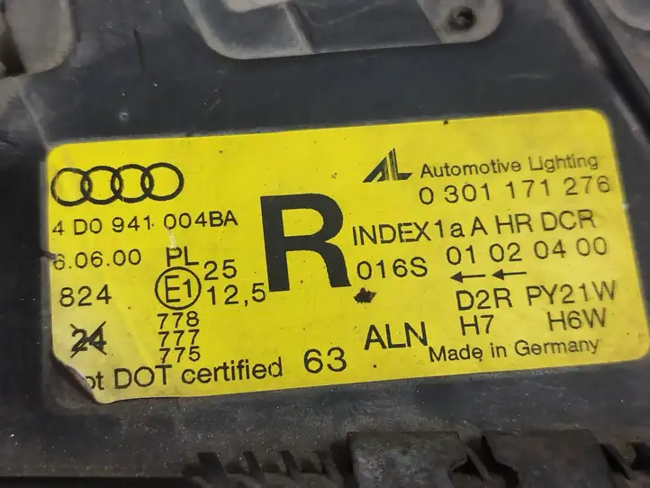 Audi A8 S8 D2 4D (1999 - 2002) 4D0941004BA Передняя фара — фото 5