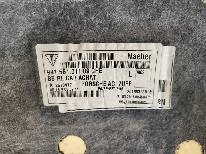 Porsche 911 991 (2011 - 2019) 99155101109GHE Передний коврик салона — фото 3