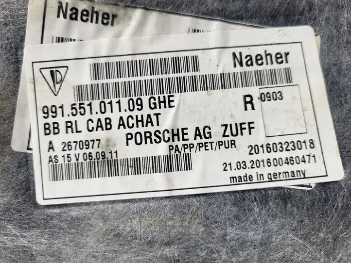 Porsche 911 991 (2011 - 2019) 99155101109GHE Передний коврик салона — фото 3
