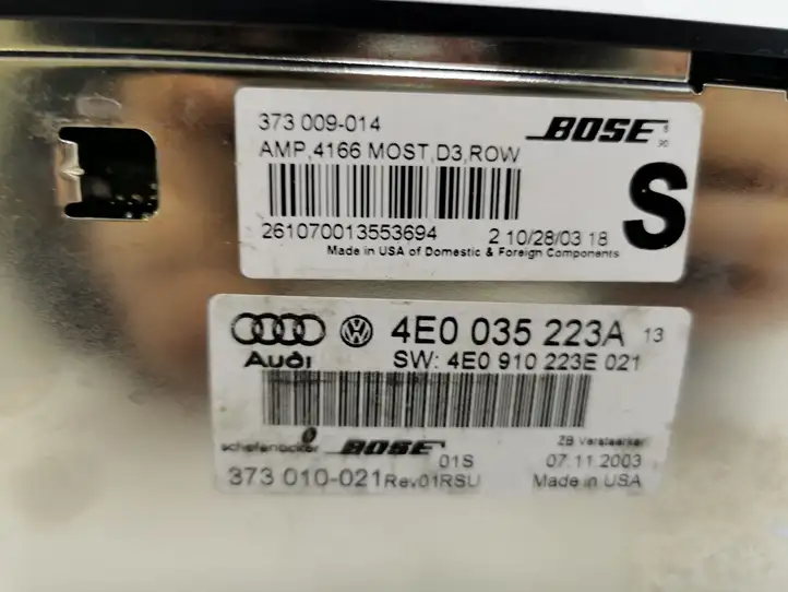 Audi A8 S8 D3 4E (2002 - 2005) 4E0035223A Усилитель звука — фото 6