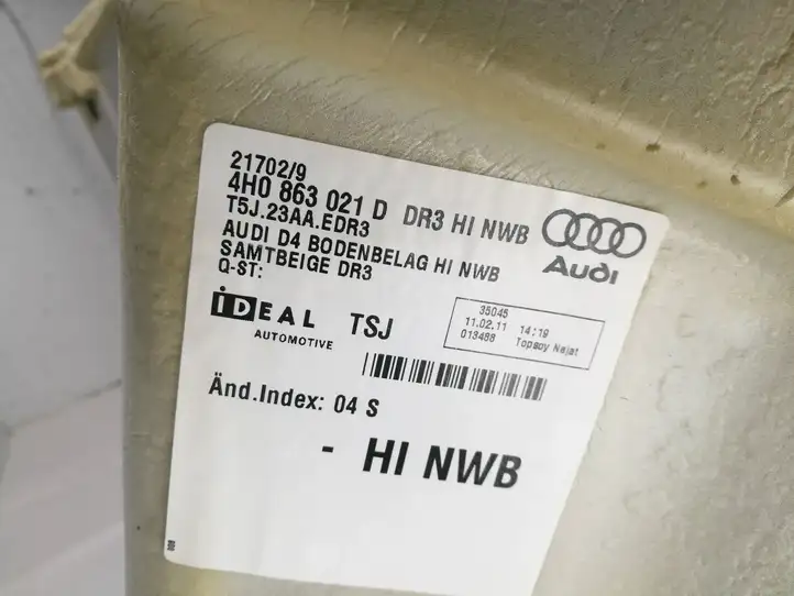 Audi A8 S8 D4 4H (2010 - 2014) 4H0863021D Задний коврик салона — фото 4